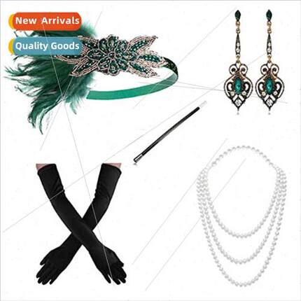 1920s Flapper Girl Dress Christmas Costume Gloves Smoking Po