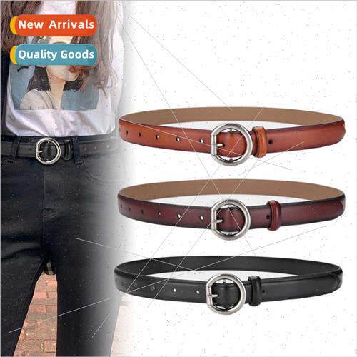 Vintage leather belt women cowhide leather belt pin buckle v