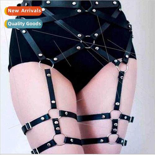 Europe bondage leather thigh ring sexy circle rivets sling e