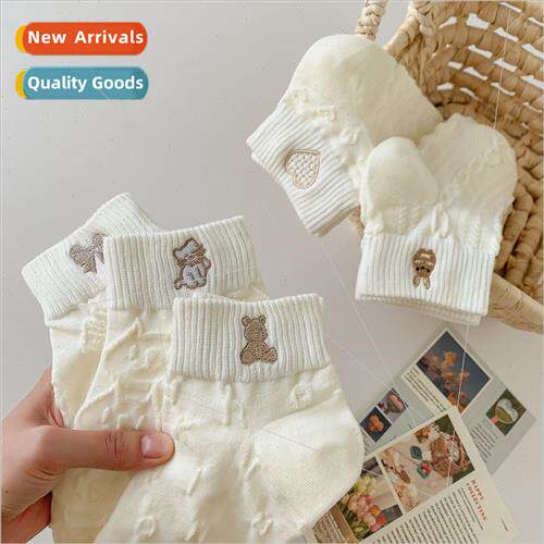 Socks female summer socks embroidery embossed Japanese cute