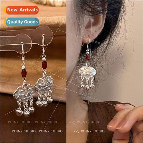Ethnic peace lock earrings bell tassel long earrings female