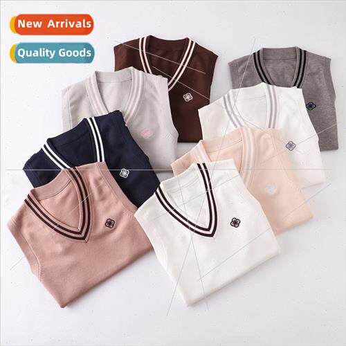 Japan college women thin spring fall V-neck soft student kn