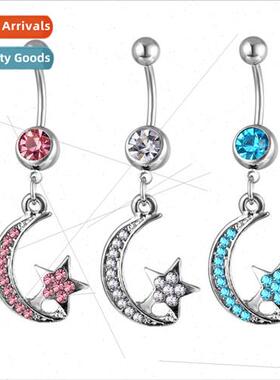 Europe piercing creative navel jewelry diamonds stars moon b