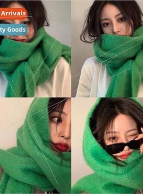 time rush  Mohair classic color plaid scarf women color bloc