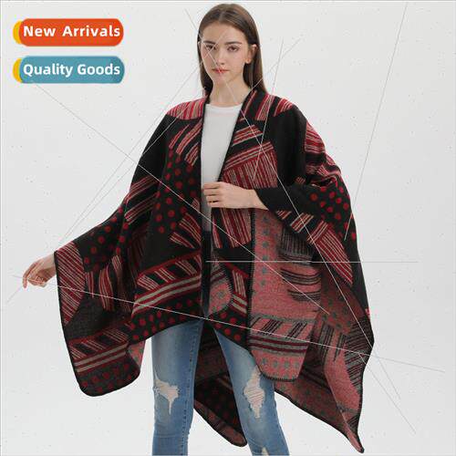 2023 new retro ladies open shawl autumn winter faux cashmere