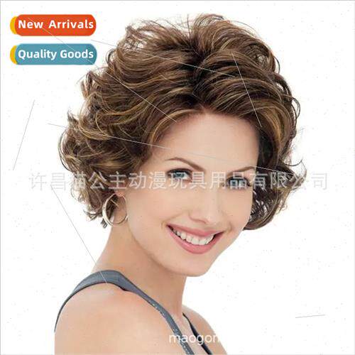 Europe Women Pick Dye Short Curly Hair Head Covers Chemical