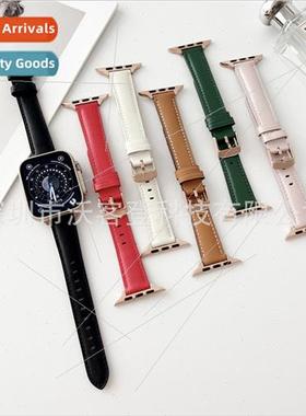 适用Apple Flat Skinny Small Leather Watch Bapple watch8/SE/7