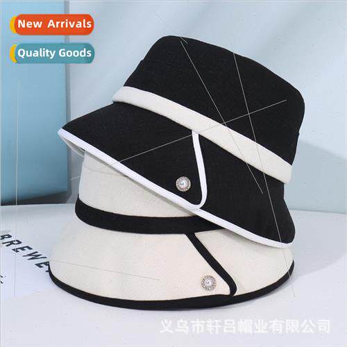 Korea pearl buttons flat top basin hat big head circumferenc