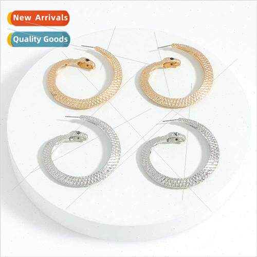 Europe new niche gold large earrings snake earrings cold win