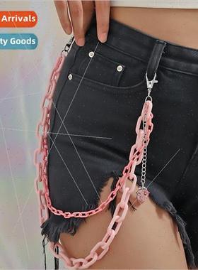 Ladies Heart Pink Acrylic Two Chains Chain Accessories Chris