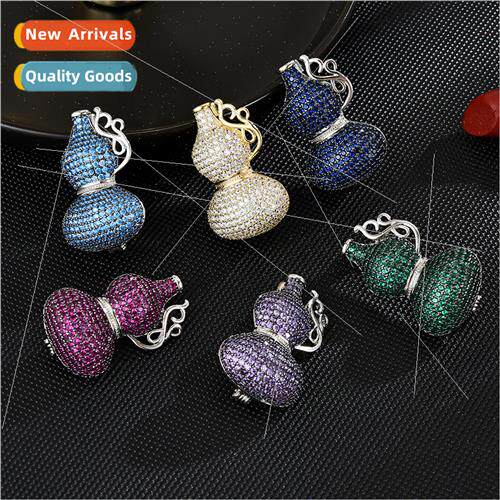 Guofeng high-grade Fortune gourd brooch colorful zirconia co