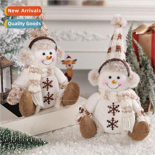 Christmas short legs snowman doll 2023 new warm brown knted