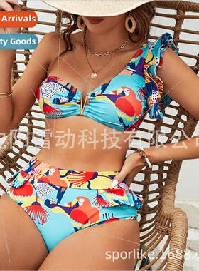 One Shoulder Plunge Spl Swimsu Women C Neck Europe Sexy High