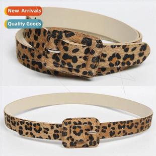 Korea fall winter leopard belt decorated shirt dress versati