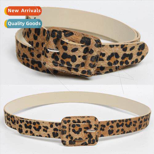 Korea fall winter leopard belt decorated shirt dress versati