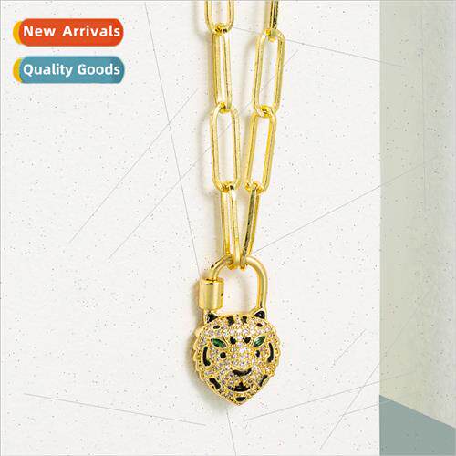 Europe copper micro-set zirconia tiger shape pendant necklac