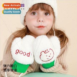 girls winter padded gloves thi cute boys knted Children warm