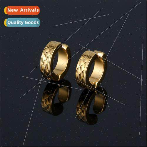 stainless steel ear clips whout ear holes fish scale pattern