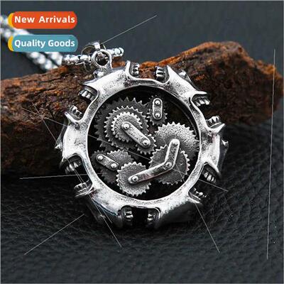 Europe new men necklace gear industrial cyberpunk jewelry hi