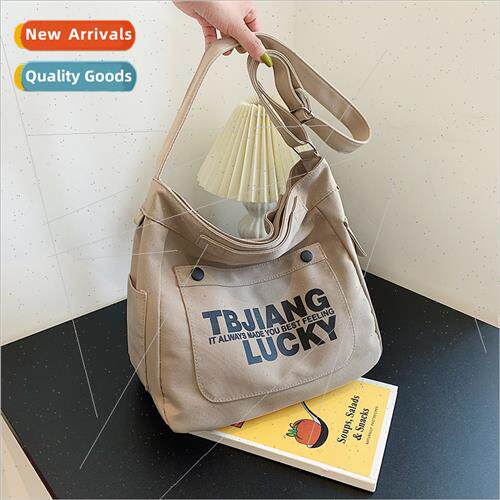 New college canvas shoulder bag female letters handheld cros