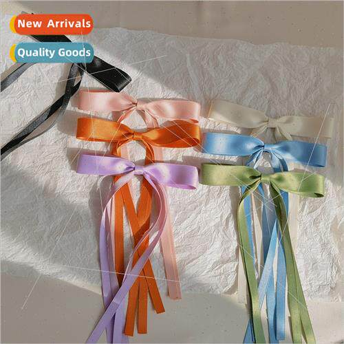 Sweet girl ribbon bow hair clips lady temperament double str