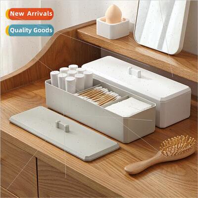Desktop bedroom makeup organizer lid dustproof three compart