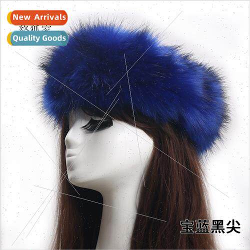 Ethnic warm faux fur fox fur hollow cap elastic hair band wh
