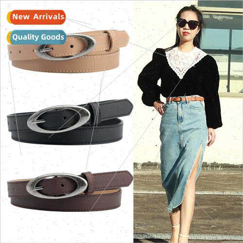 New Korean oval alloy pin buckle ladies belt decorated dress