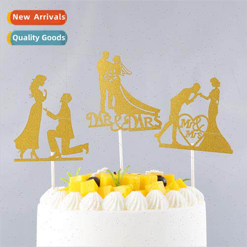 Baking Cake Decoration MR&MRS Love Wedding Proposal Golden O