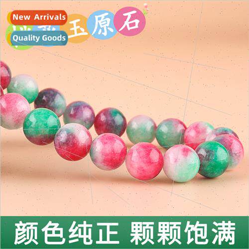 Natural peach blossom jade raw stone beads handmade weaving