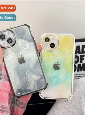 INS niche art swoosh iPhone14PM couple 12ProMax case 适用 Ap