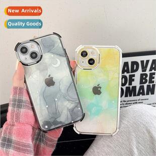 INS niche art swoosh iPhone14PM couple 12ProMax case 适用 Ap