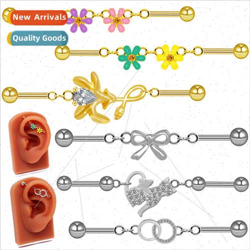 Europe Rustic Ear Bone Studs Small Flower Ear BridgeIndustri