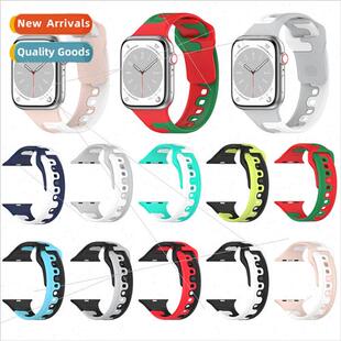 适用S9 double patchwork color watch biwatch wristb适用Apple