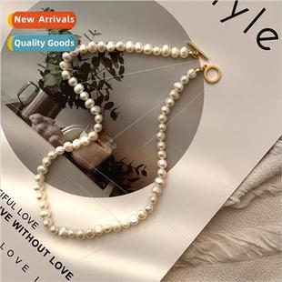 Hepburn Elegance French Vintage Brass Natural Baroque Pearls