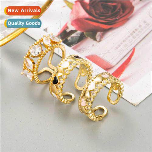 Ins Europe fashion popular heart shaped oil drop inlaid zirc