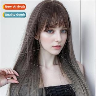 Hanging ear picking color curly hair wig female air bangs na