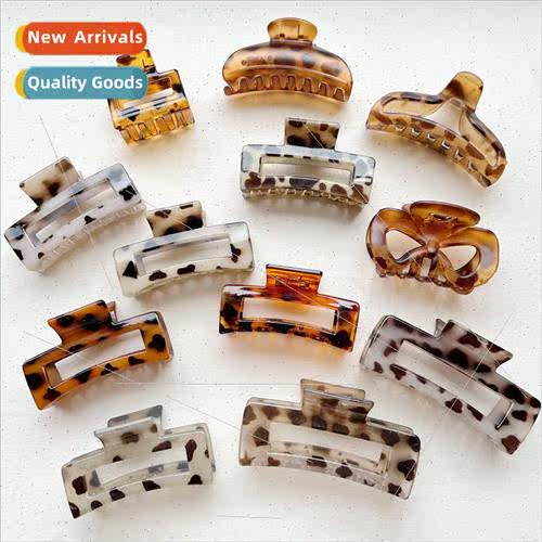 Leopard Print Scratch Clip French Vintage Back Head Hair Cli