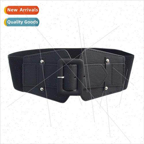 Fall new belt elastic elastic waist Slim wide waistband imat