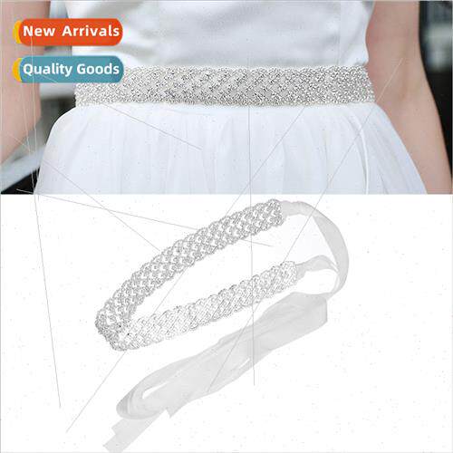 Europe rhinestone braided belt simple bridal wedding girdle