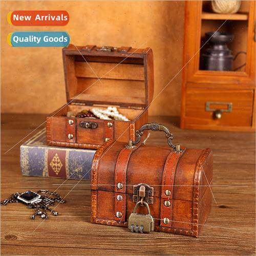 Antique old wooden box jewelry storage box window decoration