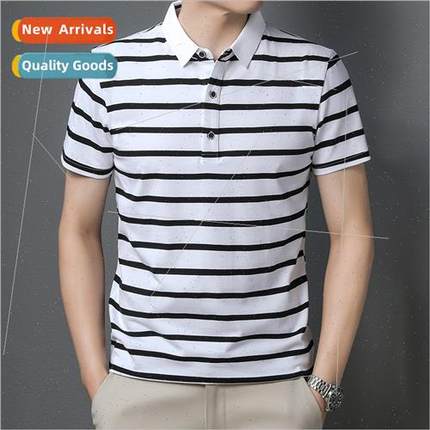 Striped POLO shirt men Korean cotton lapel T-shirt summer ti