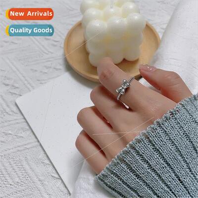 ins twist fashion ring female bow threaded open finger ring