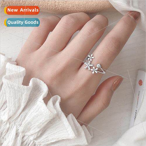 Drip Glaze Whe Flower Open End Ring French Gentle Women Ins