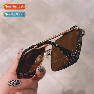 sunglasses side round diamond frame set large thickened