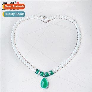 Necklace 8.5mm 925 Pendant Buckle Chrysoprase Mother lver