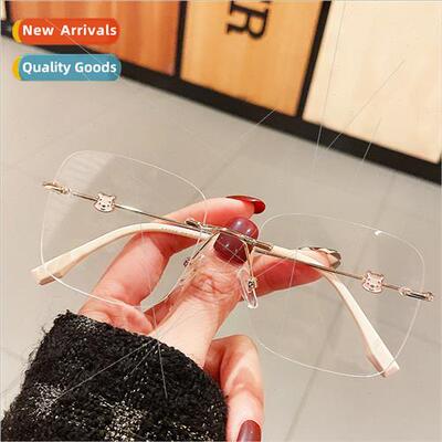Large rimless frame eyeglasses frame tide retro men women sq