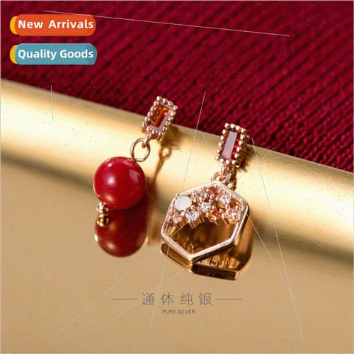 S925 silver wh diamonds hexagonal honeycomb acacia beans asy