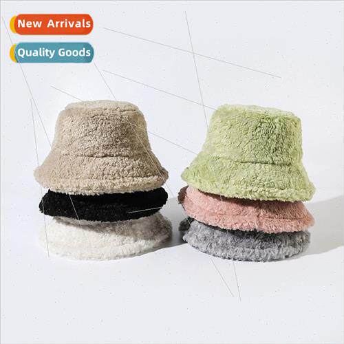 Solid colour plush fisherman hat men women autumn winter war