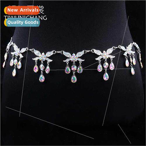 Belly dance practice new beginner waist chain rhinestone sai